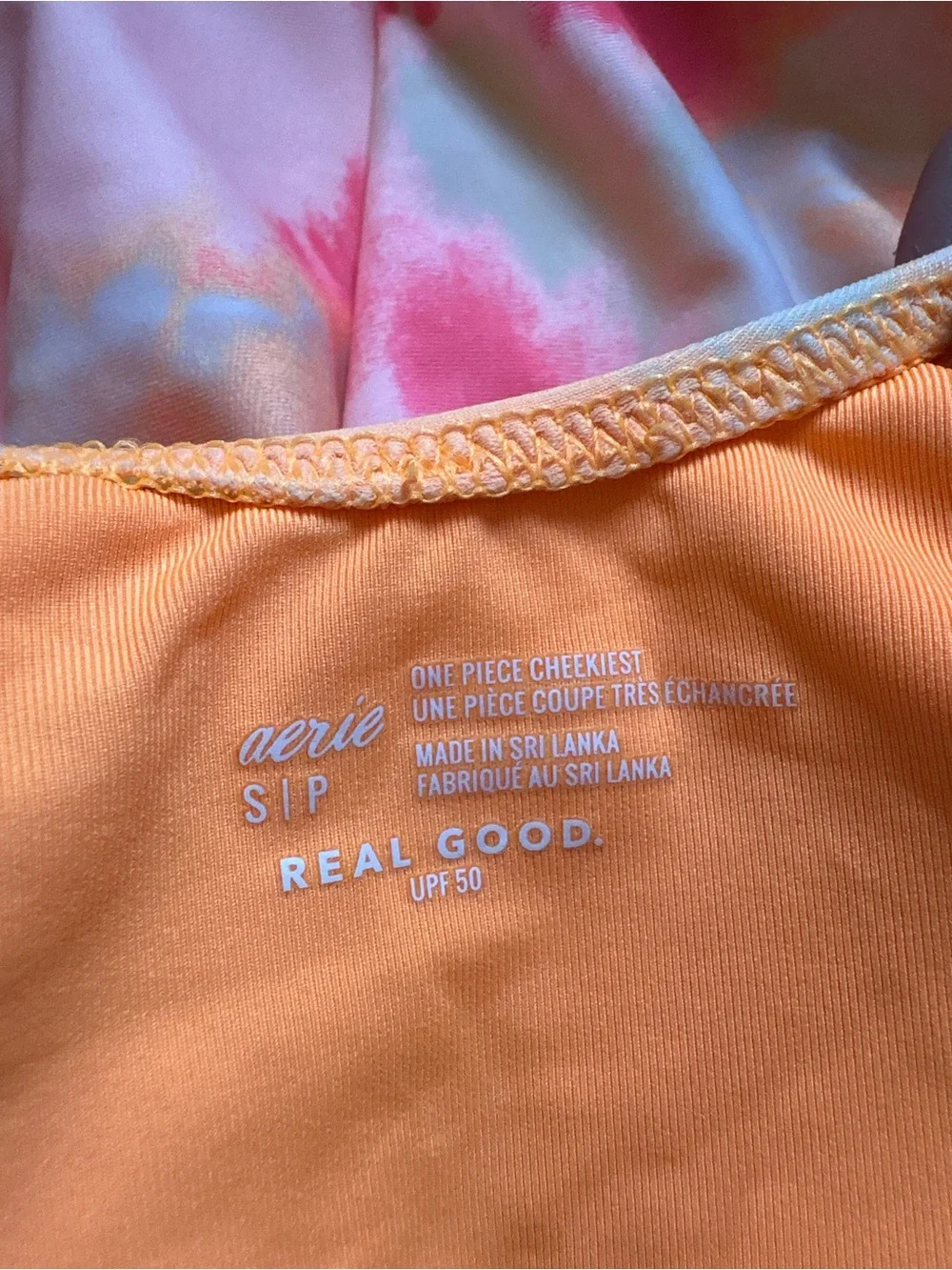 aerie Orange and Pink Tie-Dye One-Piece Swimsuit